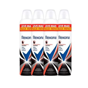 Imagem de Kit Desodorante Aerosol Rexona Antibacterial + Invisible 250ml - 4 Uni