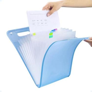 Imagem de Pasta Documentos A4 Organizadora Porta Arquivos Sanfonada - Hxt, Azul