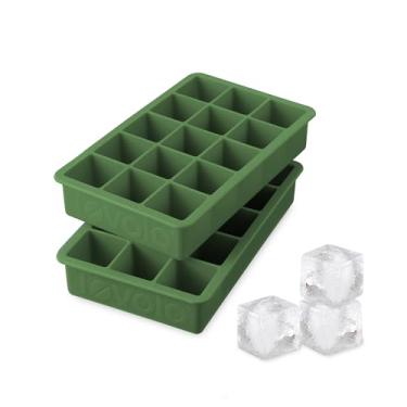 Imagem de Tovolo Bandeja de gelo perfeita para congelador de cubos de 3 cm para uísque bourbon, destilados e licores, silicone livre de BPA, resistente ao desbotamento, conjunto de 2, 2 unidades, pesto