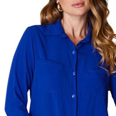 Imagem de Camisa Feminina Manga Longa Social Casual 2 Bolsos Trabalho-Feminino