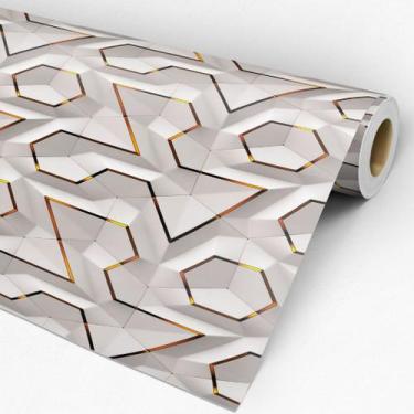 Imagem de Papel De Parede Temático Geométrico 3d Branco - 2,50x0,50m - DEKAL DEC