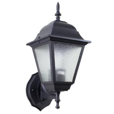 Imagem de Arandela Colonial Alumínio E Vidro Retro Vintage E-27 - Preta ST203P -