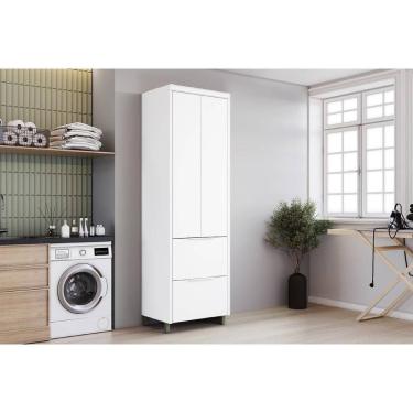 Imagem de Armário Multiuso Lavanderia Marquesa c/ 2 Portas e 2 Gavetas 70cm Branca - Nesher
