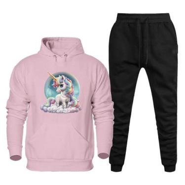 Imagem de Conjunto Abrigo Moletom Quentinho Plus Size Feminino Estampado Com Cal