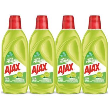Imagem de Kit 4 Limpador Diluível Ajax Fresh Limão Limpeza Pesada 500Ml