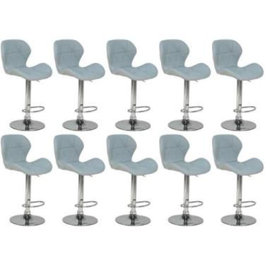 Imagem de Kit 10 Banquetas Slim Estofada Giratória com Regulagem de Altura - Cin