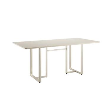 Imagem de Mesa de Jantar Retangular com Tampo de Vidro Arcadia Off White e Champagne 160 cm