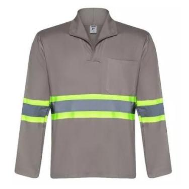 Imagem de Camisa Brim Prof. Leve Manga Longa Gola Italiana C/ Elastico Punho Fai