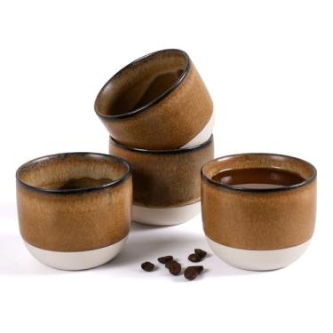 Imagem de ZEBERBO Conjunto de 4 xícaras de café expresso de cerâmica, canecas de café expresso de parede dupla para xícaras Nespresso, xícaras de café expresso com vidros especiais para máquina de café expresso