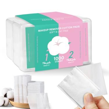 Imagem de ICOTLE Discos de Algodão Quadrados para Maquiagem, 200 de Espessura + 800 Ultrafinos, Macios E Sem Fiapos para Remover Maquiagem, Discos de Algodão Faciais Multiuso Sem Fiapos para Tônico