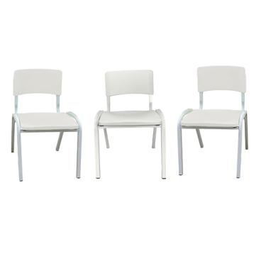 Imagem de Ecom Home Conjunto 3 Cadeiras Infantil Branco Brinquedotecas Escola Creche Igreja Sala Recreação