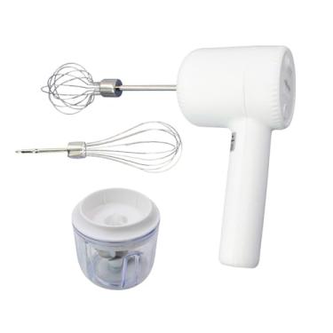 Imagem de Batedeira De Mão Sem Fio Elétrica Mini Mixer E Batedor Misturador De Bebidas Alimentos Claras Bolo Leite Massa Ovo Bebidas Eletrico Recarregável (Branco)