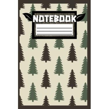 Imagem de Paperback Notebook: Small 6x9 double sided lined pages, journal study tool for kids, teens, or adults - Tan with Evergreen Trees: 80 pages (40 sheets)