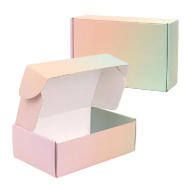 Imagem de OUGEBOX Caixas de Remessa 6X4X2 para Embalagem de Pequenas Empresas, Pacote com 30 Caixas de Papelão Ondulado Coloridas, Pequenas Caixas de Correspondência para Embalagem de Remessa