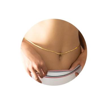 Imagem de Turandoss Correntes de cintura banhadas a ouro para mulheres, corrente de barriga em camadas douradas para cintura ajustável para biquíni sexy, 27'+10', Metal, Zircônia cúbica