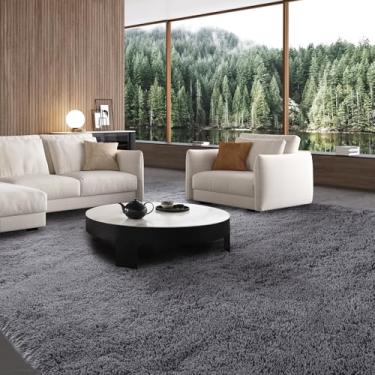 Imagem de Tapete grande para sala de estar 25 x 30 cm: Tapete de área 25 x 30 cm Tapetes cinza para sala de estar - Tapete felpudo 25 x 30 cm macio felpudo moderno para quarto de dormir.