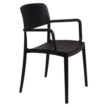 Imagem de Cadeira Tramontina Marta Em Polipropileno Preta Com Braços Tramontina