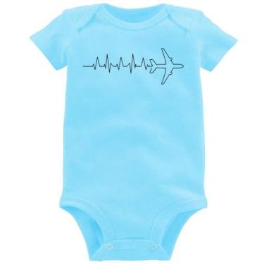 Imagem de Body Bebê Avião Batimentos Cardíacos - Foca na Moda, Azul bebê, P