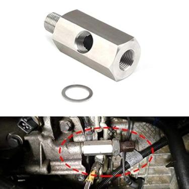 Imagem de Sensor de pressão de óleo hidráulico de aço inoxidável 1/8 NPT fêmea para macho 1/8 NPT com adaptador de porta de calibre 1/8 NPT Turbo Supply Medidor de linha T