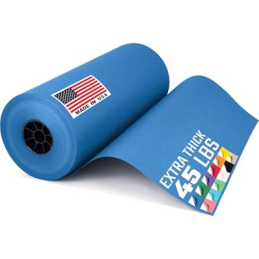 Imagem de Paclord Rolo de papel kraft azul escuro de 45,7 cm x 1,88 m feito nos EUA, tamanho industrial, núcleo de 7,6 cm – papel kraft colorido de qualidade americana para escola, embrulho de presente, quadro