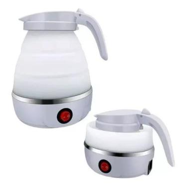 Imagem de Chaleira Elétrica Jarro Portátil Dobrável 600ml 110V Branca - eletric 
