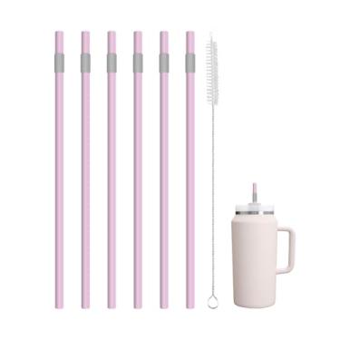 Imagem de KLOWOAH Canudos de substituição compatíveis com copo Stanley de 1,8 g, com 1 escova, pacote com 6 (vermelho claro)