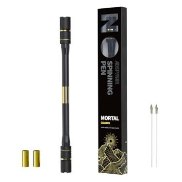 Imagem de ADSPINZOR Mortal Spinning Pen Mod by Mr. Nope Professional Trick Pen para truques e alívio antiderrapante, longa, dourada