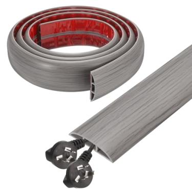 Imagem de HARFINGTON Capa de cabo de 1,8 m L 1,5 x A 0,3 Canal interno PVC esconde extensão, protetor de fios para evitar desvios de cabos, gerenciamento de cabos, madeira cinza