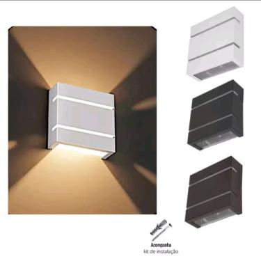 Imagem de Kit 6 Arandela Dois Fachos Dois Friso Parede Muro  - Cor Branco - TRIO