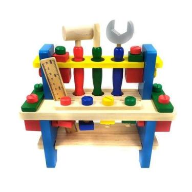 Imagem de Brinquedo Bancada de Ferramentas Madeira Montessoriano 41 Peças Educat