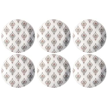 Imagem de Abode Homewares Kashmir NewWave Prato de jantar de melamina premium seguro para micro-ondas, conjunto de 6, 26,7 cm