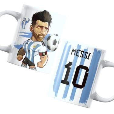 Imagem de Caneca de Cerâmica Argentina, Tema Futebol, Número 10, Branca e Azul