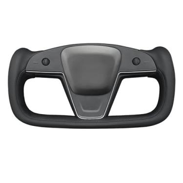 Imagem de MEWANT Capa de volante de couro real Tesla Model S Yoke costurada à mão para Tesla Model S 2021-2023 / Model X 2021-2023 Tesla Yoke Acessórios de volante (estilo 3D)