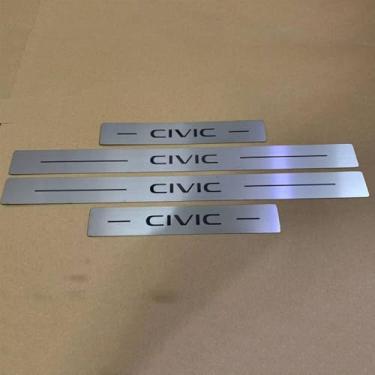 Imagem de 4 Peças Protetores de soleira de porta de aço inoxidável para Honda Civic 10th/11th Sedan and Hatchback 2016-2025, Protetor de soleira de porta de carro soleira de porta protetor de entrada guarnição