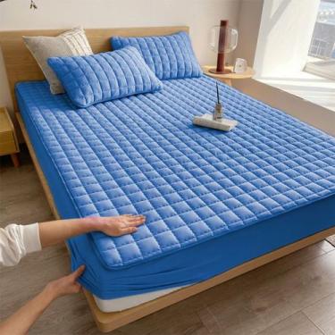 Imagem de Capa Protetora Colchão Box Impermeável Matelado - ESSENCIA DO LAR, Azu
