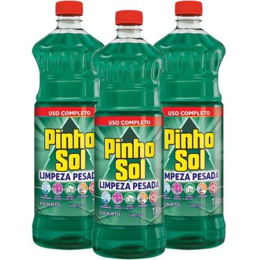 Imagem de Kit com 3 Limpador Diluível Pinho Sol Limpeza Pesada Eucalipto 1L Cada