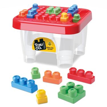 Imagem de Mesinha Blocos Montar 45 Peças Brinquedo Encaixar Didático