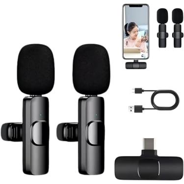 Imagem de Microfone De Lapela Sem Fio Kit Com 2 Peças Compativel Com Iphone e Ipad Redução De Ruido Gravação Profissional Entrevistas Vlogs YouTube TikTok 1 Transmissor e Suporte Para 2 Microfones