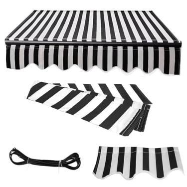 Imagem de YLFFFZZZ Cobertura superior de toldo de pátio retrátil manual de tecido de substituição resistente à água ao ar livre 280 g/m² capa de cobertura de proteção solar de poliéster para janela porta jardim