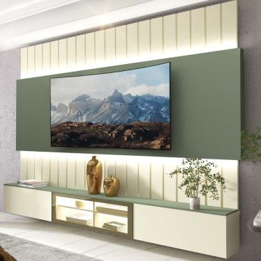 Imagem de Estante Home Ripada para TV até 85 Polegadas com LED Reflecta 3 Portas em MDF Soberano Gelius