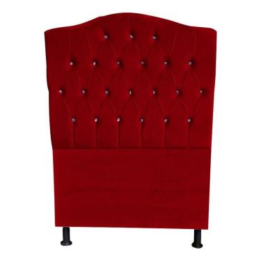 Imagem de Cabeceira De Cama Princesa Solteiro 90 Cm Botão Strass Suede Vermelho Do Lar Móveis