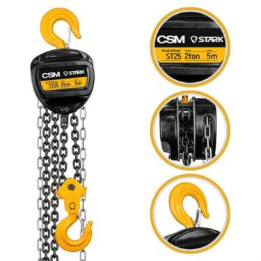 Imagem de Talha Corrente Manual Guincho 2 Toneladas 5 Metros Elevação Levantar P