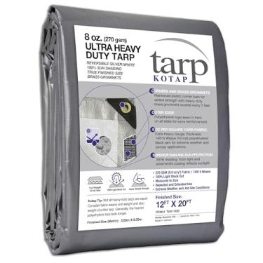 Imagem de Kotap Lona de proteção/cobertura ultra resistente, trama superior para maior longevidade, 16 mm, reversível, multiuso, impermeável, branco-prata (TUH-1220)