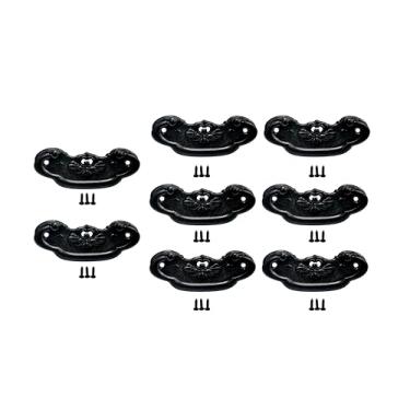 Imagem de QCAA Puxador de gaveta vintage para móveis, caixa de madeira, molde de zinco, 7,6 cm de comprimento x 3,8 cm de altura, preto, pacote com 8, feito em Taiwan