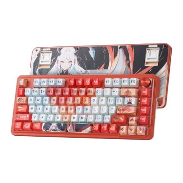 Imagem de Teclado mecânico para jogos Redragon K673 PRO SE 75% Gasket 81 teclas, sem fio, RGB, anime, 3 modos, com soquete hot-swap, controle de botão, 5 camadas de absorção de ruído, interruptor linear Hi-Fi
