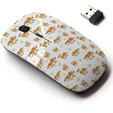 Imagem de Mouse sem fio de 2,4 G com design de padrão fofo para todos os laptops e desktops com nano receptor - vaca peculiar