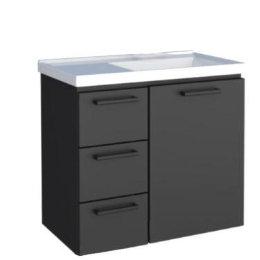 Imagem de Gabinete para Banheiro em Aço Ameixa 0,62 Metros Preto com Lavatório I