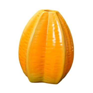 Imagem de WeiLaiKeQi Vaso de flor de cerâmica Decoração decorativa Decoração Arranjo floral Ornamento de planta moderna de planta moderna Pote de para entrada, Carambola 9.5x11.7cm