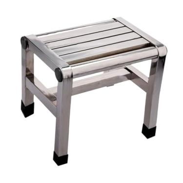 Imagem de Ｂｅｓｇａ Banco de chuveiro de metal, estável, antiderrapante, multifuncional, apoio para os pés, banco de banho para quarto, banheiro, crianças, idosos, 31 Cm X 21.6 Cm X 31 Cm