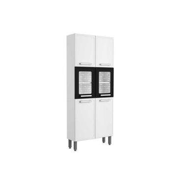 Imagem de Paneleiro De Cozinha Modulado Gourmet 7039 6 Portas (2 C/ Vidro) Branco/preto - Bertolini